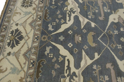 Handmade Oushak Oriental Rug Floral Design Pastel