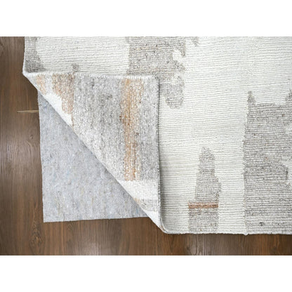 9'2"X12' Ivory Hand Knotted Minimalist Swedish Design Flat Weave Wool Rug