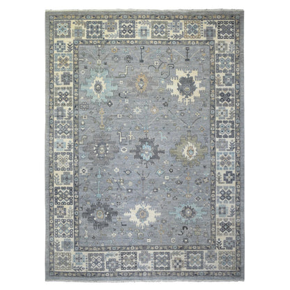 9'X12' Gray Afghan Wool Hand Knotted Fine Peshawar Densely Woven Rug