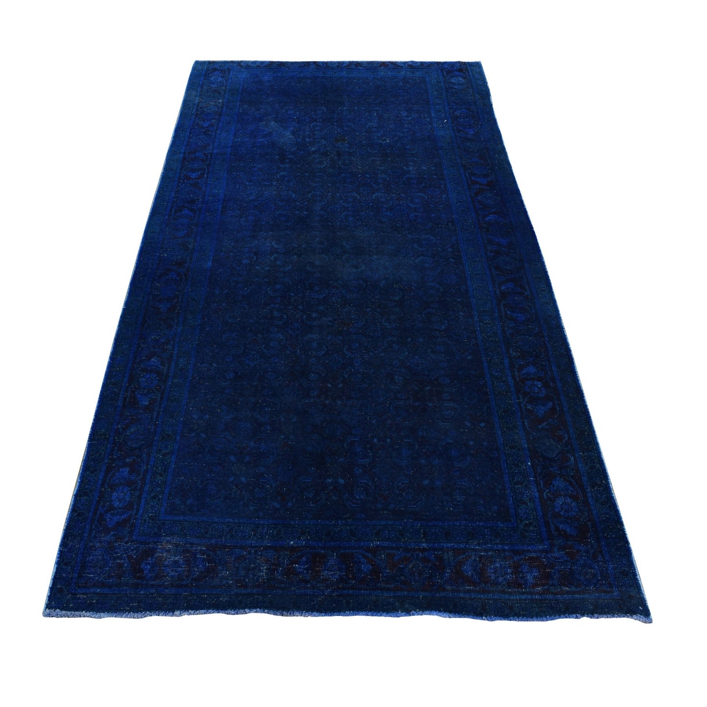 5'1"X10' Blue Hand Knotted Wool Zoroastrian Musel Wide Runner Rug