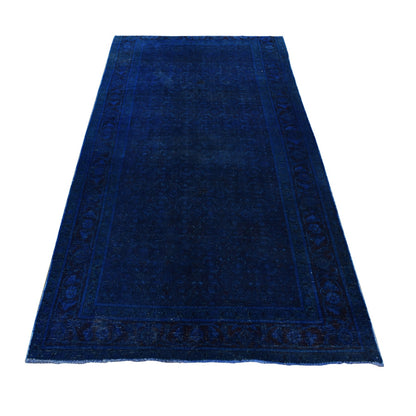 5'1"X10' Blue Hand Knotted Wool Zoroastrian Musel Wide Runner Rug
