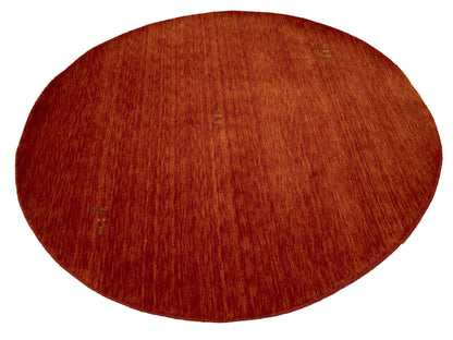 6X6 Ft Gabbeh Modern Round Wool Rug Orange-Red