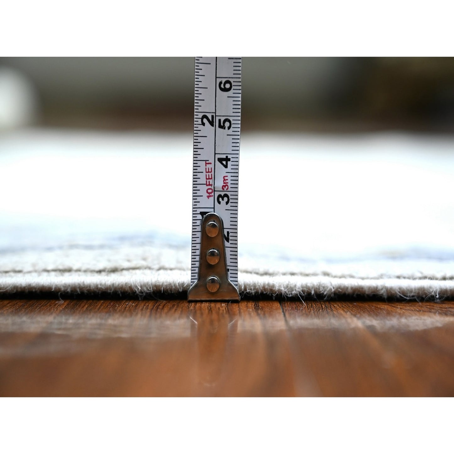 4'X5'9" Chrome Gray White Wash Peshawar With Motifs Wool Hand Knotted Rug