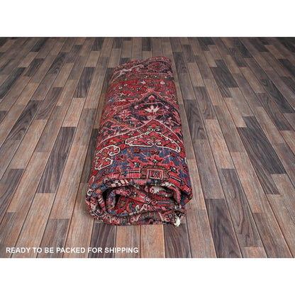 8'10"X11'10" Blush Red Vintage Zoroastrian Heris All Wool Hand Knotted Rug
