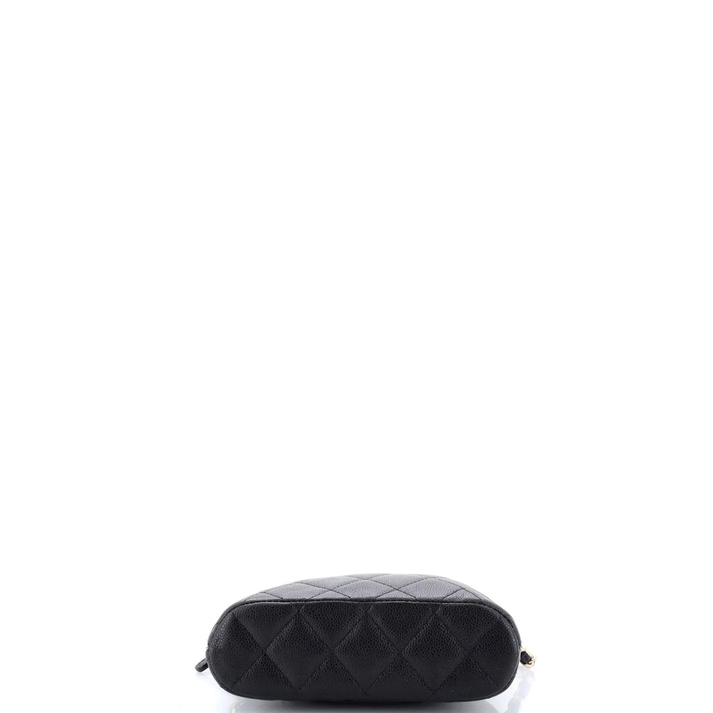 Chanel Cc Dome Zip Clutch With Chain Quilted Caviar Mini