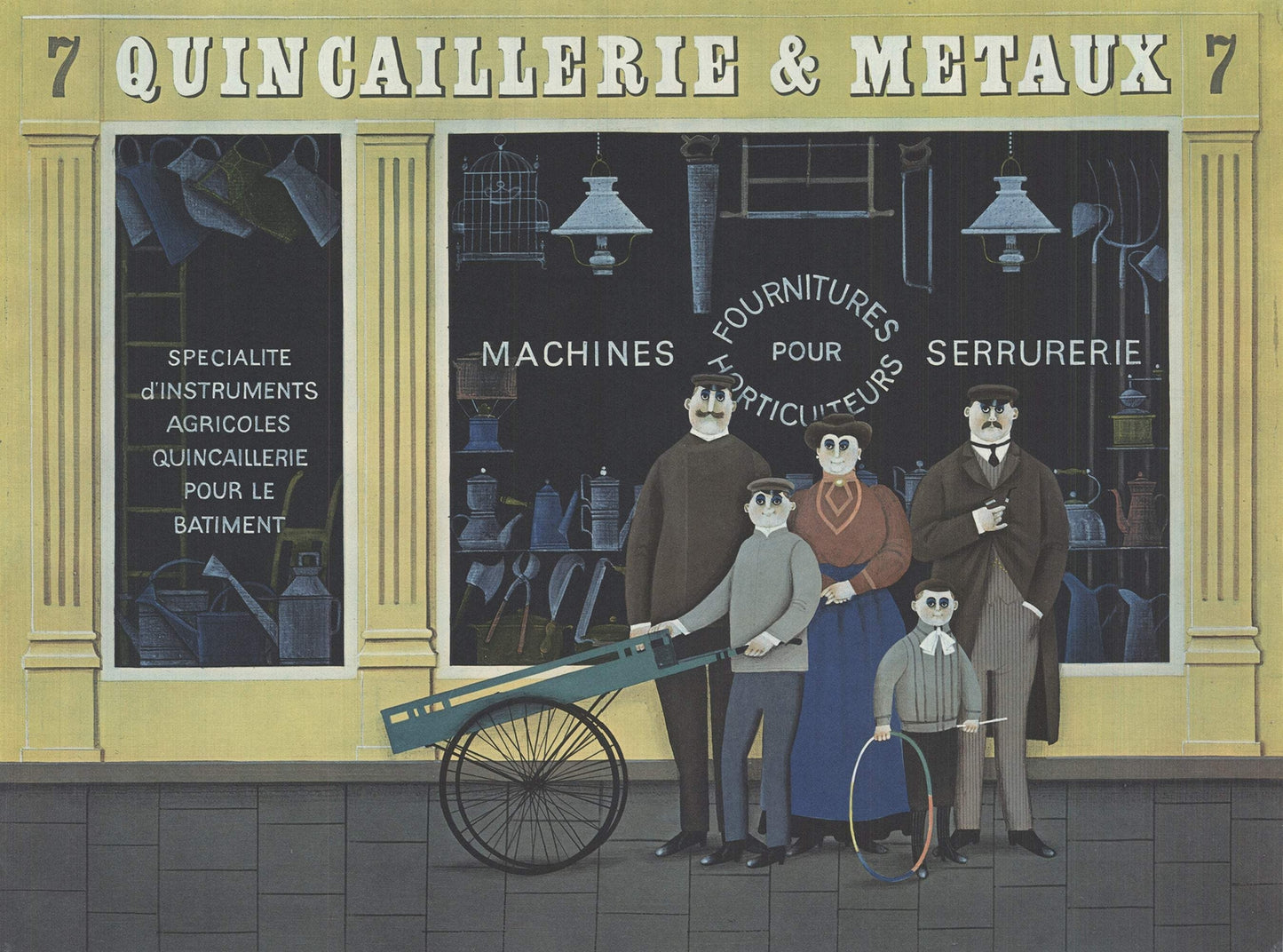 Jan Balet Quincaillerie & Metaux Signed " Lithograph Folk Art
