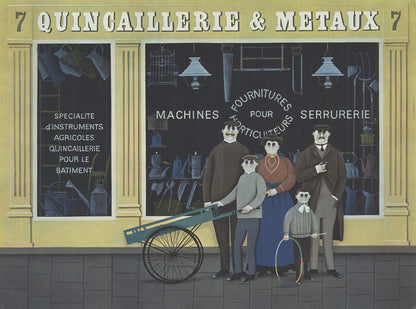 Jan Balet Quincaillerie & Metaux Signed " Lithograph Folk Art