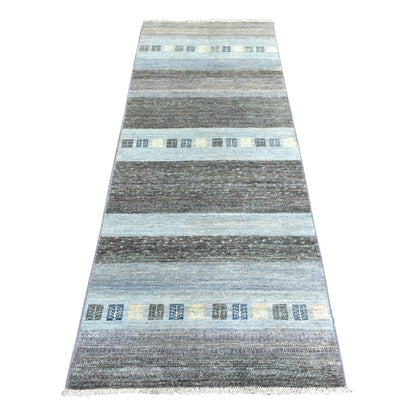 2'8"X7'8" Gray Afghan Kashkuli Gabbeh Design Wool Hand Knotted Runner Rug