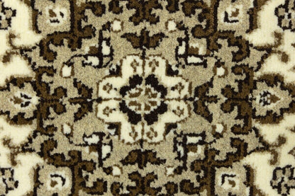 Handmade Kirman Square Rug Cream Floral Medallion