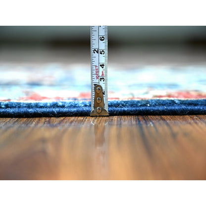 2'6"X11'8" Blue Karajeh Design Pure Wool Fine Aryana Runner Oriental Rug