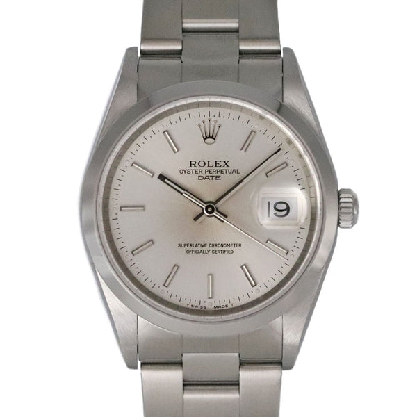 Rolex Oyster Perpetual Date 15200 Silver Case Size 34.0Mm Used Watch #72177