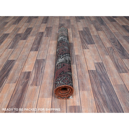 3'7"X6' Brown Hand Knotted Vibrant Wool Rug Oriental Rug