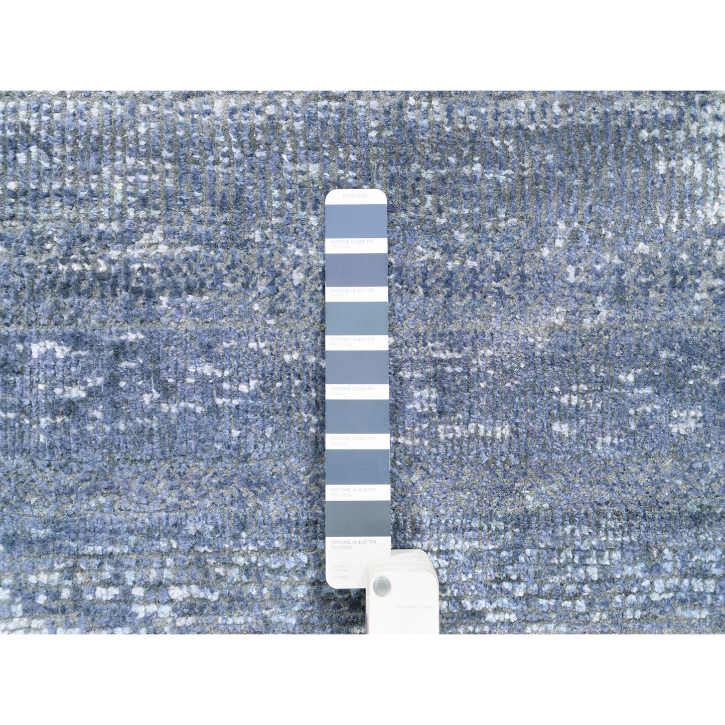 7'10"X10' Hand Knotted Black With A Mix Of Blue Modern Wool And Silk Rug