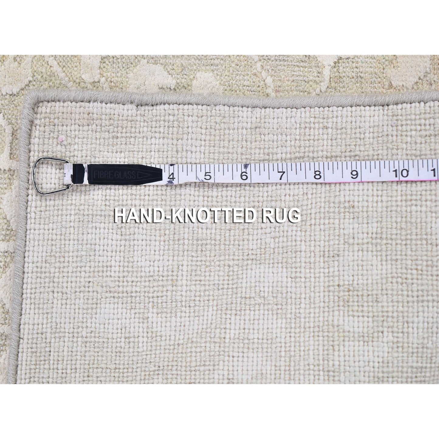 2'X3'4" Ivory Hand Knotted Pure Silk With Textured Wool Tone On Tone Rug