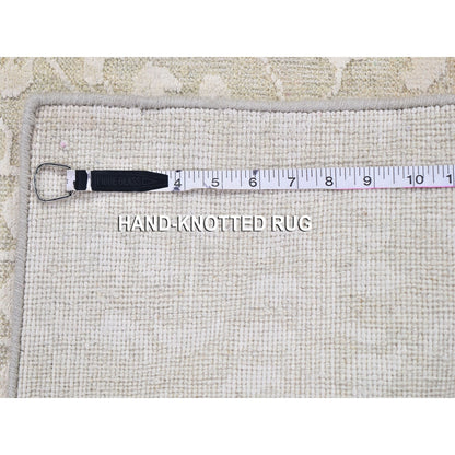 2'X3'4" Ivory Hand Knotted Pure Silk With Textured Wool Tone On Tone Rug