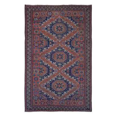 7'X11' Cinnamon Red Antique Caucasian Soumak Pure Wool Hand Knotted Rug