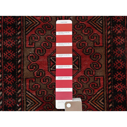 1'8"X7'5" Red Vintage Northwest Zoroastrian Hand Knotted Wool Runner Rug