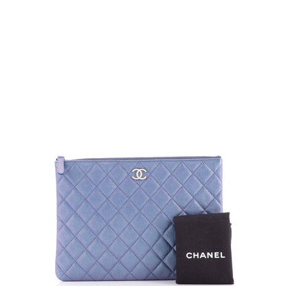 Chanel O Case Clutch Quilted Caviar Medium