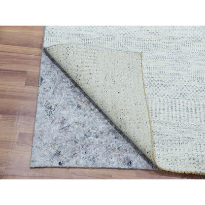 6'X6' Gray Hand Knotted Wool Modern Tone On Tone Grass Design Square Rug