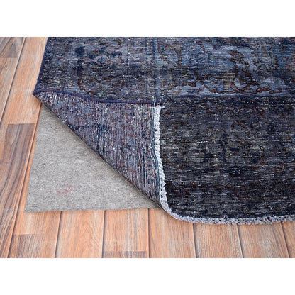 6'5"X10'3" Blue Overdyed Semi Antique Tebraz Hand Knotted Oriental Rug