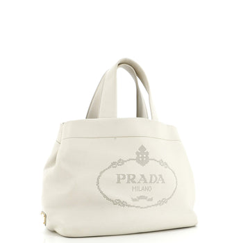 Prada Logo Tote Perforated Leather Medium