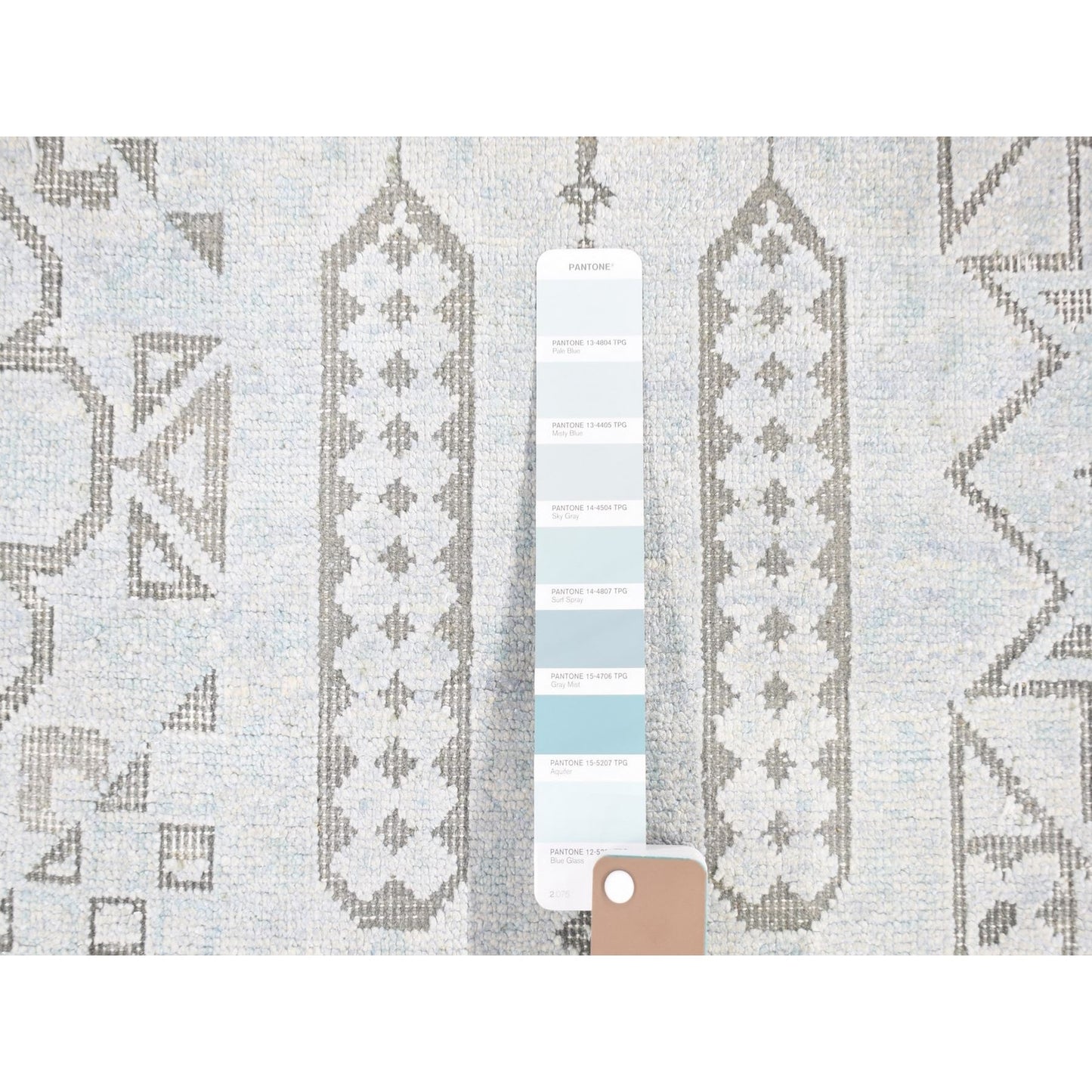 8'1"X10'5" Light Green Hand-Knotted Mamluk Design Pure Silk With Wool Rug