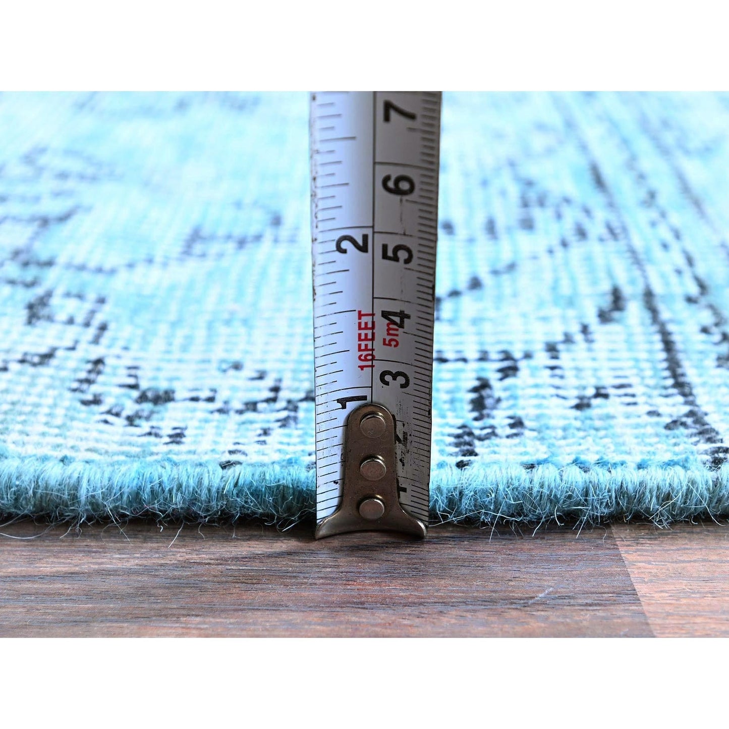 3'1"X5'1" Blue Overdyed Vintage Zoroastrian Tebraz Hand Knotted Wool Rug