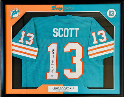 Jake Scott Autographed Framed Dolphins Jersey (Fanatics)
