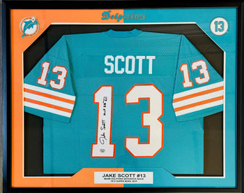 Jake Scott Autographed Framed Dolphins Jersey (Fanatics)