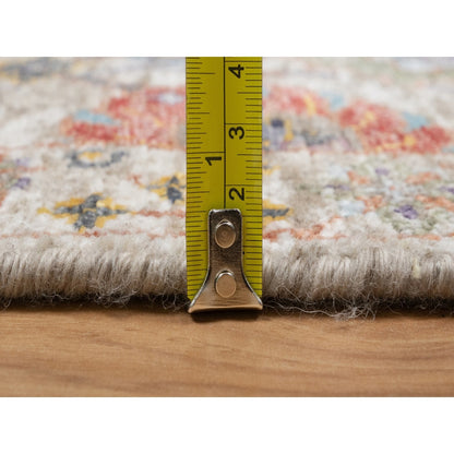 2'6"X18'4" White Tebraz Vase Hand Knotted Silk And Wool Xl Runner Rug