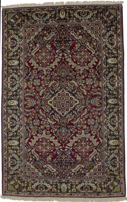 Hand-Knotted Vintage Oriental Rug Classic Floral