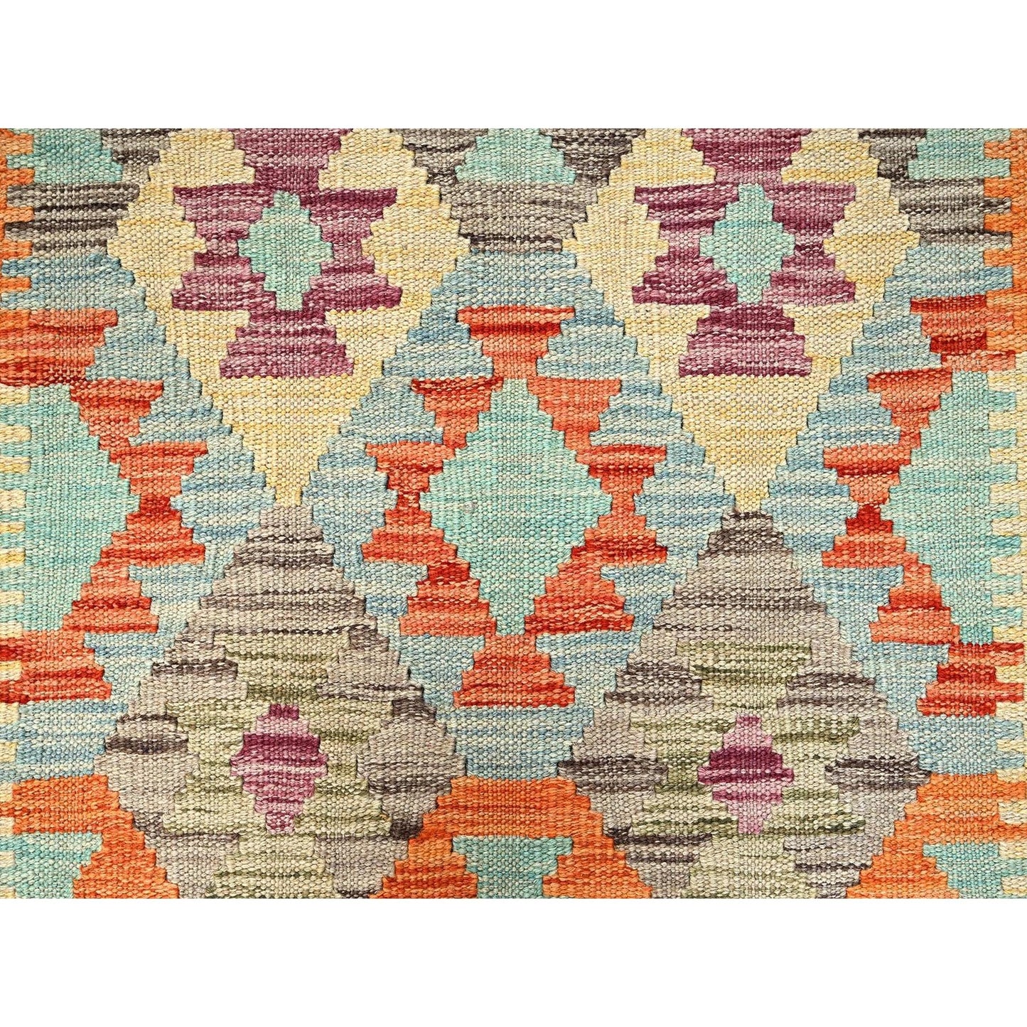 2'7"X7'10" Colorful Afghan Kilim 100% Wool Rug Flat Weave Hand Woven Runner