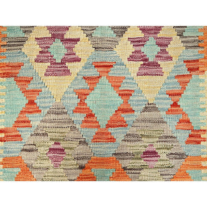 2'7"X7'10" Colorful Afghan Kilim 100% Wool Rug Flat Weave Hand Woven Runner