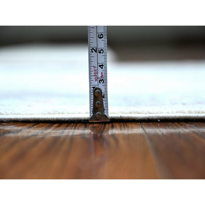 2'8"X9'6" White Stone Wash Peshawar Hand Knotted Organic Wool Runner Rug