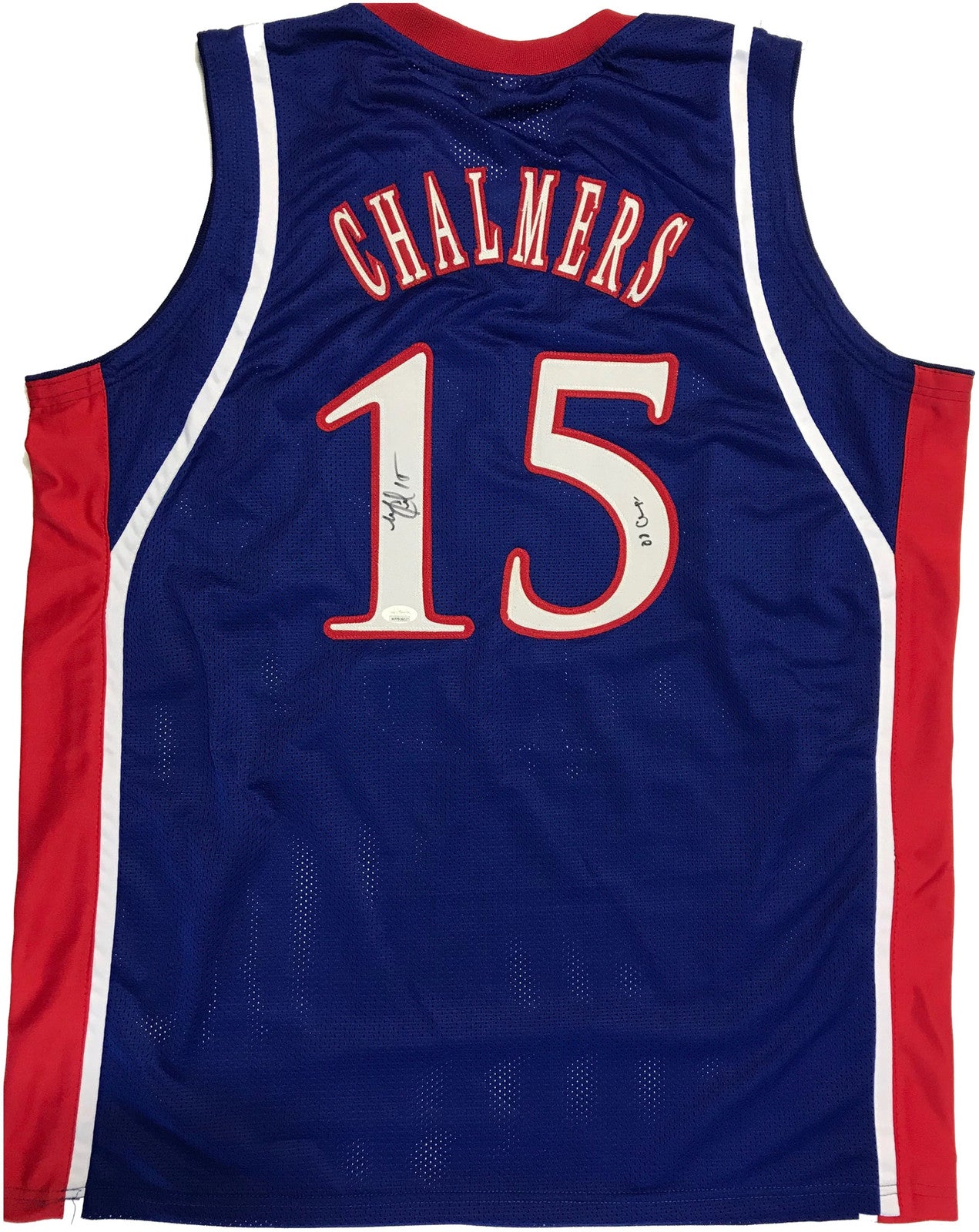 Mario Chalmers "08 Champs" Autographed Kansas Jayhawks Blue Jersey (Jsa)