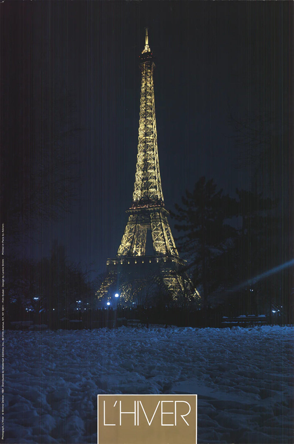 Winnie Denker L'Hiver La Tour Eiffel " Offset Lithograph Contemp