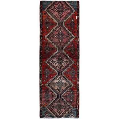 2'7"X7'7" Red Vintage Zoroastrian All Wool Hand Knotted Runner Oriental Rug