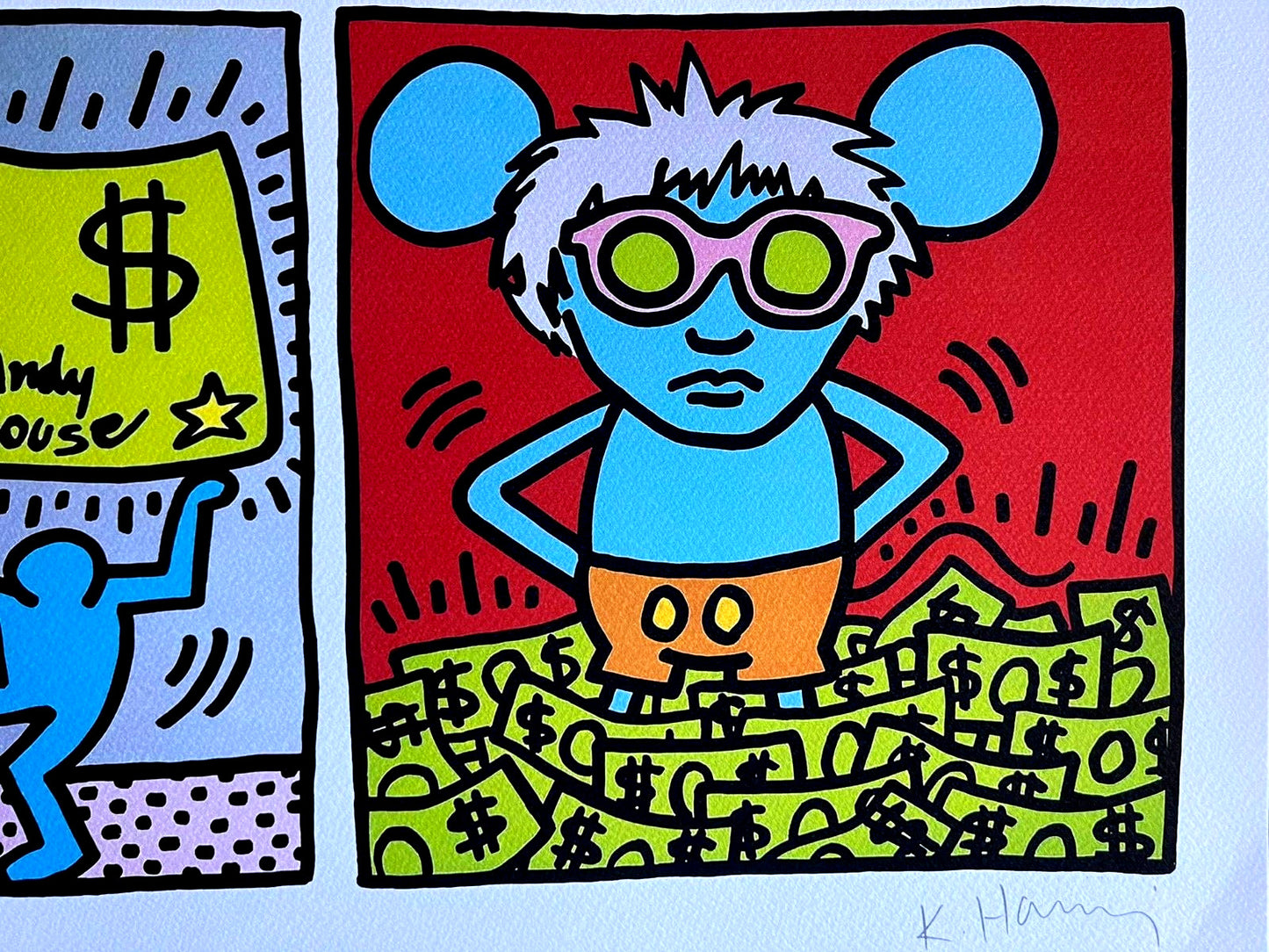 Keith-Haring Lithograph From An Painting - Coa Signed Pen - Numbered A Hand