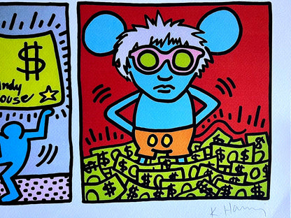 Keith-Haring Lithograph From An Painting - Coa Signed Pen - Numbered A Hand