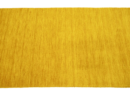 2'7x12'1 Marigold Solid Design Hand-Loomed Gabbeh Wool Runner Rug Carpet