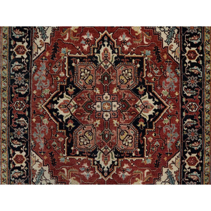 3'X5' Red Antiqued Heris Re-Creation Hand Knotted New Zealand Wool Rug