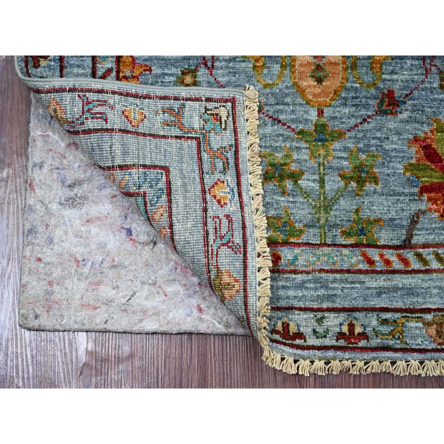 2'9"x8'6" Blue Afghan Sultani with All Over Design Wool Runner Rug