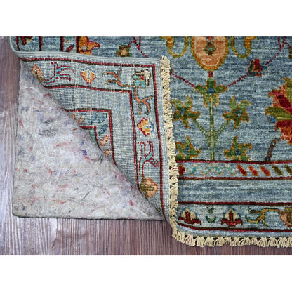 2'9"x8'6" Blue Afghan Sultani with All Over Design Wool Runner Rug