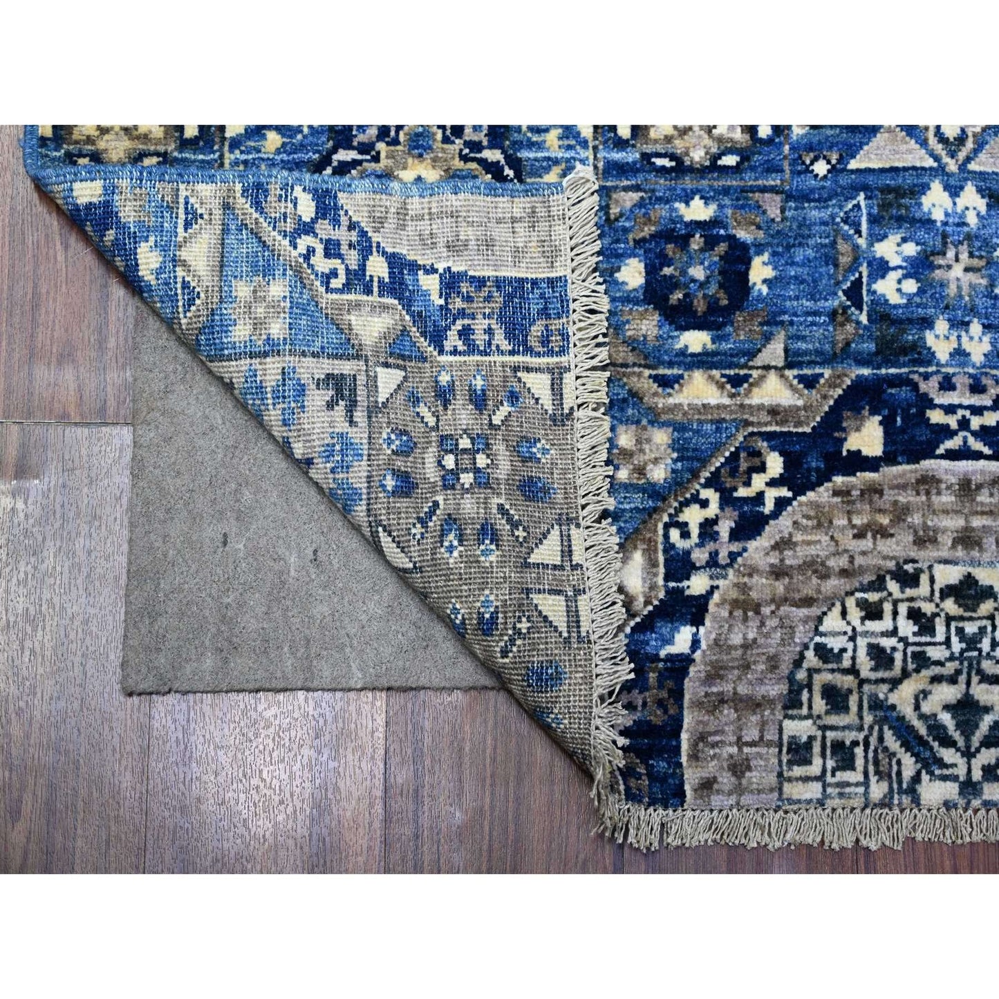 4'X9'10" Blue Fine Aryana Soft Wool Hand Knotted Oriental Rug