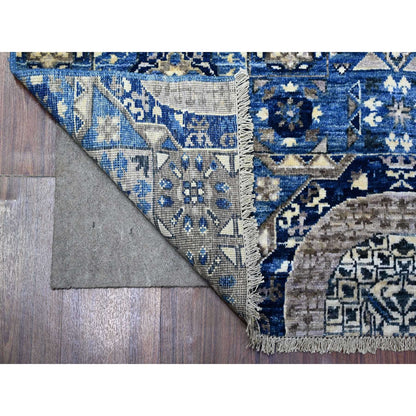 4'X9'10" Blue Fine Aryana Soft Wool Hand Knotted Oriental Rug