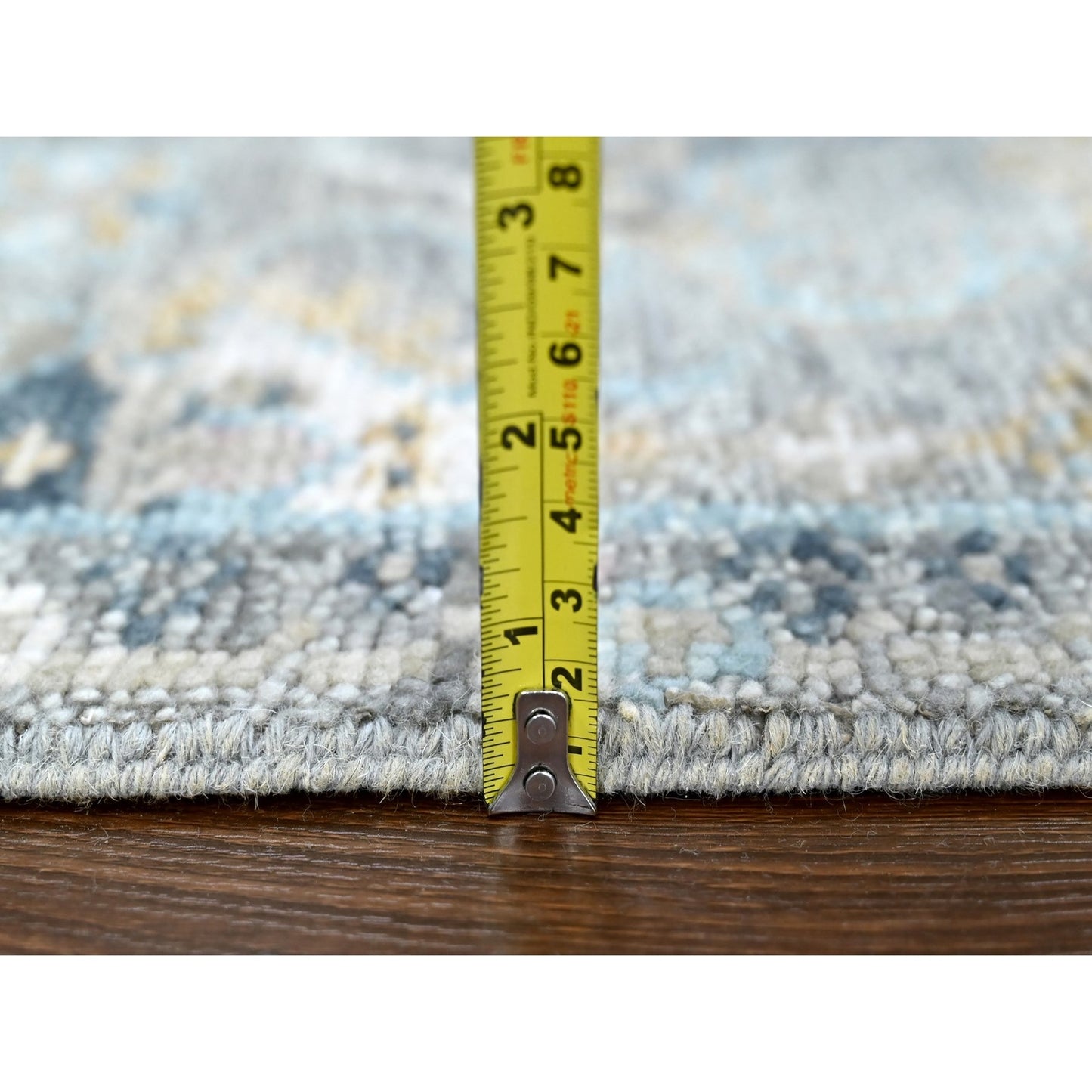 2'7"X8'5" Fossil Gray Oushak Design Hand Knotted Pure Wool Runner Rug