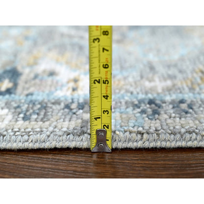 2'7"X8'5" Fossil Gray Oushak Design Hand Knotted Pure Wool Runner Rug