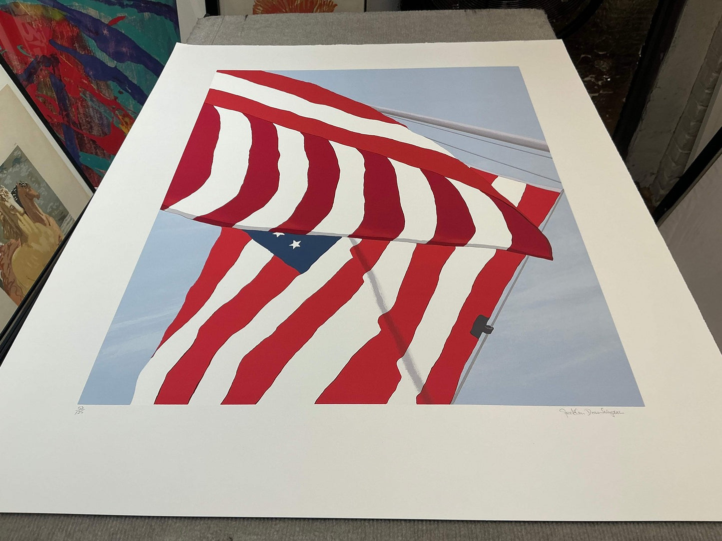 Contemporary GRETCHEN DOW SIMPSON Flags SIGNED 37.5" x 30" Serigraph 1991
