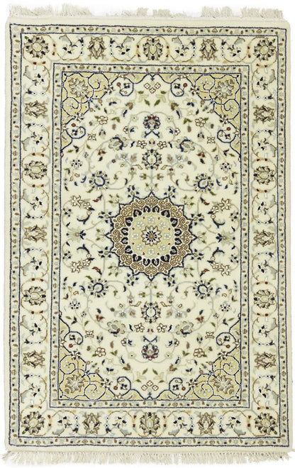 Indo-Nain Hand-Knotted Wool Oriental Rug Classic