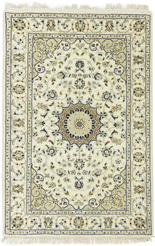 Indo-Nain Hand-Knotted Wool Oriental Rug Classic